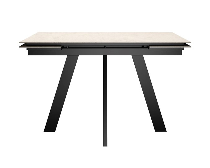 Кухонный раздвижной стол DikLine DM120 Хромикс белый / опоры черные в Норильске - изображение 1