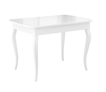 Кухонный стол раздвижной Dikline M110 Белый/стекло белое глянец/ножки MC белые в Норильске - предосмотр