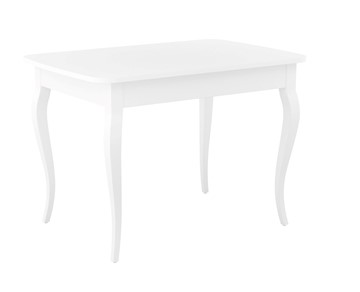 Кухонный раскладной стол Dikline M110 Белый/стекло белое сатин/ножки MC белые в Норильске - предосмотр