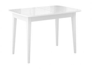 Кухонный раскладной стол Dikline M110 Белый/стекло белое глянец/ножки MM белые в Норильске - предосмотр