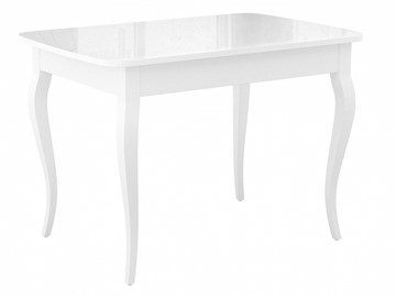 Кухонный раздвижной стол Dikline M120 Белый/стекло белое глянец/ножки MC белые в Норильске - предосмотр