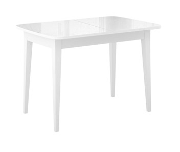 Кухонный раскладной стол Dikline M120 Белый/стекло белое глянец/ножки MM белые в Норильске - предосмотр