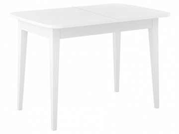 Кухонный раздвижной стол Dikline M120 Белый/стекло белое сатин/ножки MM белые в Норильске - предосмотр