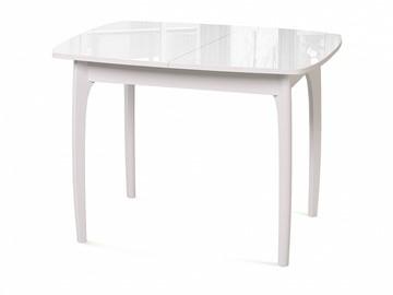 Кухонный раздвижной стол Dikline M40 стекло белое/ножки белые в Норильске