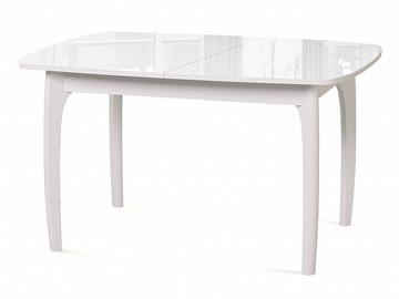 Кухонный стол раздвижной Dikline M20 стекло белое/ножки белые в Норильске - предосмотр