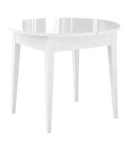 Кухонный стол раздвижной Dikline MR100 Белый/стекло белое глянец/ножки MM белые в Норильске