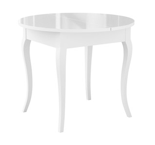 Кухонный раскладной стол Dikline MR100 Белый/стекло белое глянец/ножки MC белые в Норильске - предосмотр