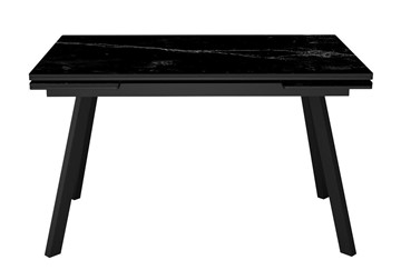 Кухонный стол раздвижной DikLine SKA125 Керамика Черный мрамор/подстолье черное/опоры черные (2 уп.) в Норильске