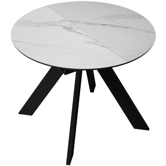 Стол раздвижной DikLine SKC100 D1000 Керамика Белый мрамор / опоры черные в Норильске - изображение 4