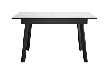 Обеденный раздвижной стол DikLine SKH125 Керамика Белый мрамор/подстолье черное/опоры черные (2 уп.) в Норильске