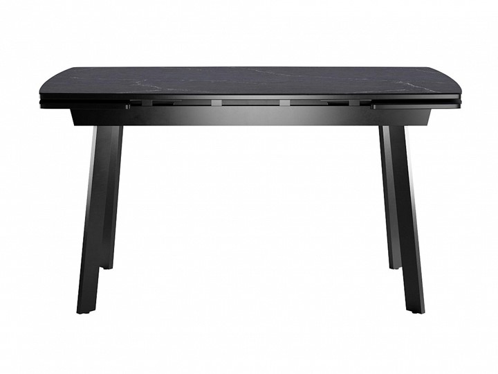 Кухонный стол раздвижной Dikline US140 Стекло мрамор черный сатин/ножки черные в Норильске - изображение 1