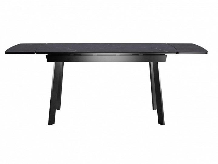 Кухонный стол раздвижной Dikline US140 Стекло мрамор черный сатин/ножки черные в Норильске - изображение 3