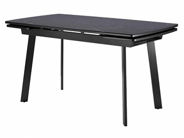 Кухонный стол раздвижной Dikline US140 Стекло мрамор черный сатин/ножки черные в Норильске - предосмотр
