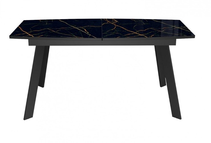 Кухонный раскладной стол Dikline XLS160 мрамор черный глянец/ножки черные в Красноярске - изображение 2