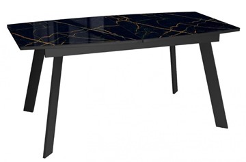 Кухонный раскладной стол Dikline XLS160 мрамор черный глянец/ножки черные в Норильске