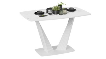 Кухонный стол раскладной Фабио тип 1 (Белый матовый, Стекло матовое белый мрамор) в Норильске