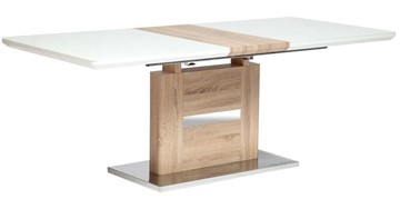 Кухонный раскладной стол FOSTER (mod. 8070) high glossy/закаленное стекло, 160/200x90x75, дерево/белый в Красноярске
