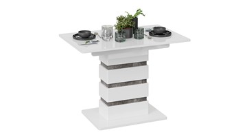 Кухонный стол раздвижной Мадейра тип 1 (Белый глянец/Ателье темный) в Норильске