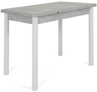 Кухонный стол раскладной Милан-1 EVO, ноги металлические белые, светлый цемент в Норильске