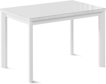 Раздвижной стол Нагано-1G (ноги металлические белые, стекло cristal/белый цемент) в Норильске
