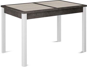 Кухонный раздвижной стол Ницца-1 ПЛ (ноги белые, плитка бежевая/серый камень) в Норильске
