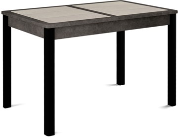 Кухонный раскладной стол Ницца-2 ПЛ (ноги черные, плитка бежевая/серый камень) в Норильске