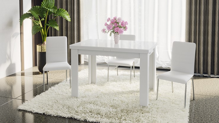 Раздвижной стол Норман тип 1, цвет Белый/Стекло белый глянец в Красноярске - изображение 4