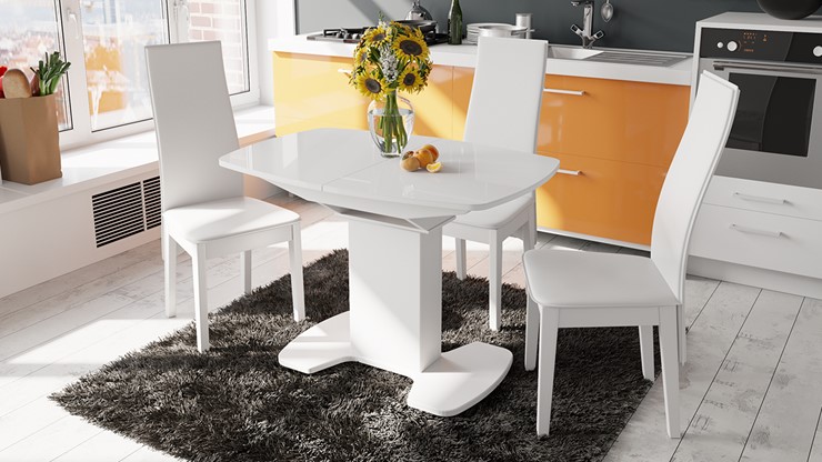 Раздвижной стол Портофино (СМ(ТД)-105.02.11(1)), цвет Белый глянец/Стекло белое в Норильске - изображение 2