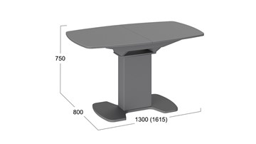 Кухонный раздвижной стол Портофино (СМ(ТД)-105.02.11(1)), цвет Серое/Стекло серое матовое LUX в Норильске - предосмотр 1