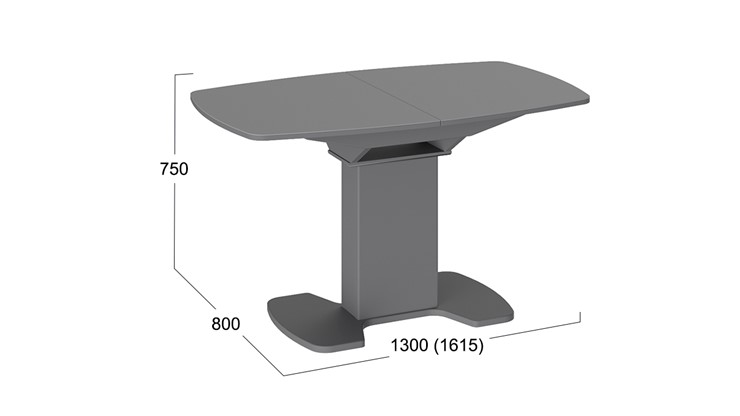 Кухонный раздвижной стол Портофино (СМ(ТД)-105.02.11(1)), цвет Серое/Стекло серое матовое LUX в Норильске - изображение 1