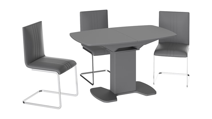 Кухонный раздвижной стол Портофино (СМ(ТД)-105.02.11(1)), цвет Серое/Стекло серое матовое LUX в Норильске - изображение 2