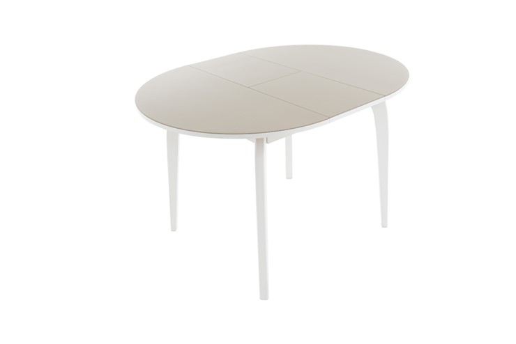 Обеденный раздвижной стол Ривьера исп. круг хром №5 (стекло белое/черный) в Норильске - изображение 2