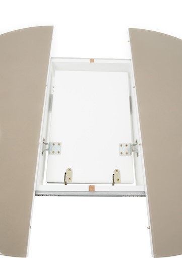 Обеденный раздвижной стол Ривьера исп. круг хром №5 (стекло белое/черный) в Норильске - изображение 3
