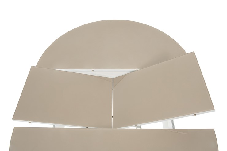 Обеденный раздвижной стол Ривьера исп. круг хром №5 (стекло белое/черный) в Норильске - изображение 4