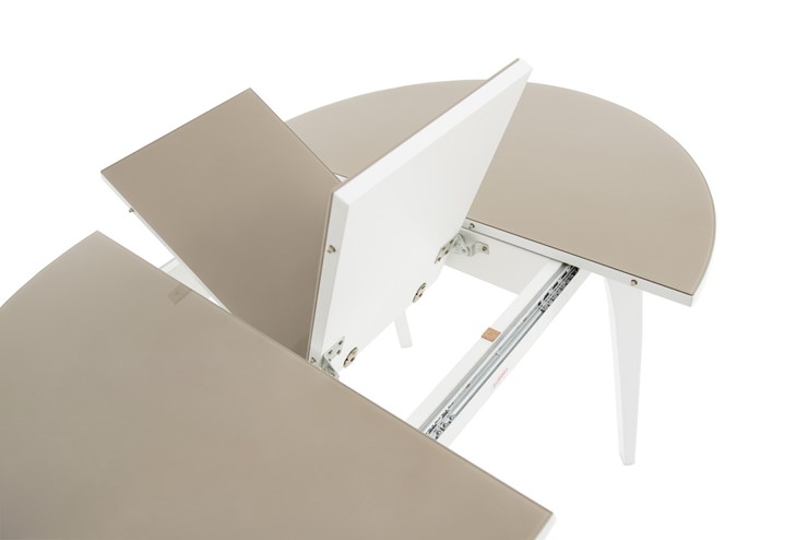 Обеденный раздвижной стол Ривьера исп. круг хром №5 (стекло белое/черный) в Норильске - изображение 5