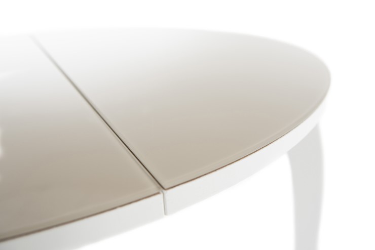 Обеденный раздвижной стол Ривьера исп. круг хром №5 (стекло белое/черный) в Норильске - изображение 6
