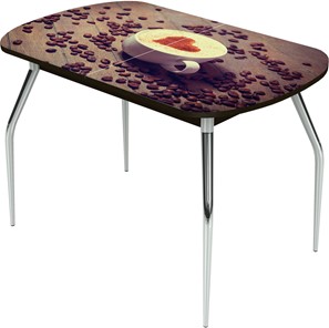 Кухонный раздвижной стол Ривьера исп.1 ноги метал. крашеные №24 Фотопечать (Кофе №20) в Норильске