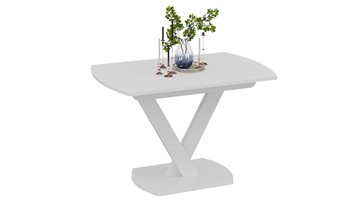 Обеденный раздвижной стол Салерно тип 1 (Белый муар/Стекло матовое белое) в Норильске