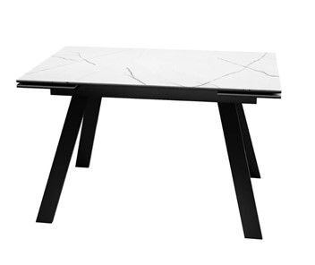 Обеденный раздвижной стол SKL 140, керамика белый мрамор/подстолье черное/ножки черные в Норильске - предосмотр