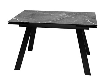 Кухонный стол раскладной SKL 140, керамика черный мрамор/подстолье черное/ножки черные в Норильске - предосмотр