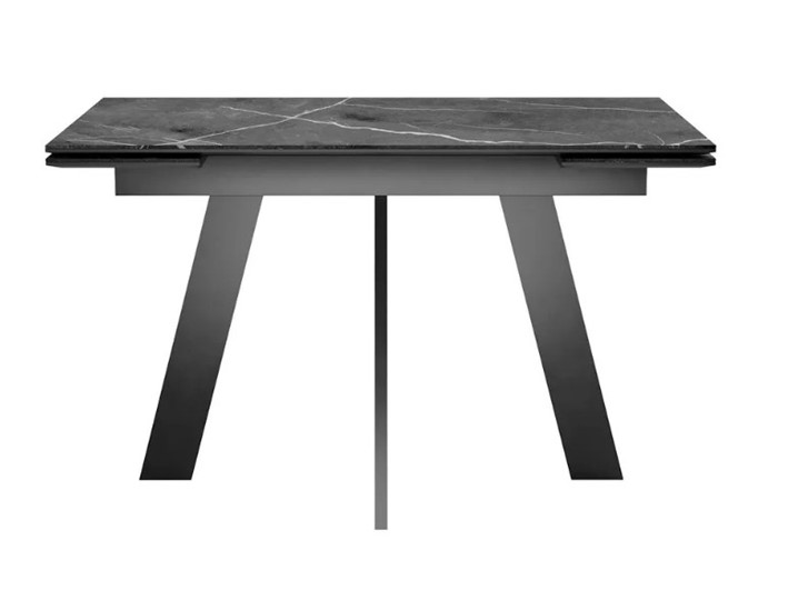Кухонный стол раскладной SKM 120, керамика черный мрамор/подстолье черное/ножки черные в Норильске - изображение 2