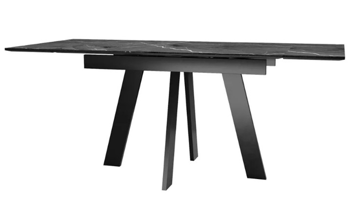 Кухонный стол раскладной SKM 120, керамика черный мрамор/подстолье черное/ножки черные в Норильске - изображение 3