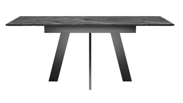 Кухонный стол раскладной SKM 120, керамика черный мрамор/подстолье черное/ножки черные в Норильске - изображение 4