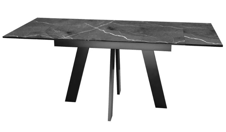 Кухонный стол раскладной SKM 120, керамика черный мрамор/подстолье черное/ножки черные в Норильске - изображение 5
