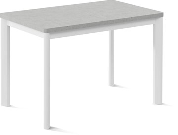 Кухонный раздвижной стол Токио-1L (ноги металлические белые, светлый цемент) в Норильске