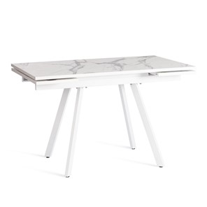 Обеденный раздвижной стол VIGO ЛДСП/HPL/металл,120x80x30х30х75 см, Мрамор светлый/белый арт.20623 в Норильске