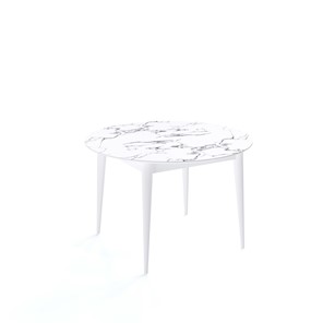 Круглый стол на кухню Kenner W1200 (Белый/Мрамор белый) в Норильске