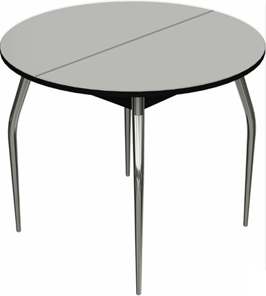 Обеденный раздвижной стол Ривьера исп. круг хром №5 (стекло белое/черный) в Норильске - изображение