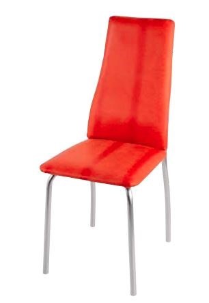 Обеденный стул Волна, каркас хром люкс, нубук -  оранжевый в Красноярске - изображение 1