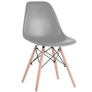 Обеденный стул BRABIX "Eames CF-010", пластик серый, опоры дерево/металл, 532632, 2033A в Красноярске